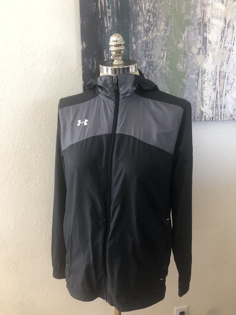 Under Armour Futbolista Shell Jacket Black 1270785 Black Loose Fit Womens SIZE S
